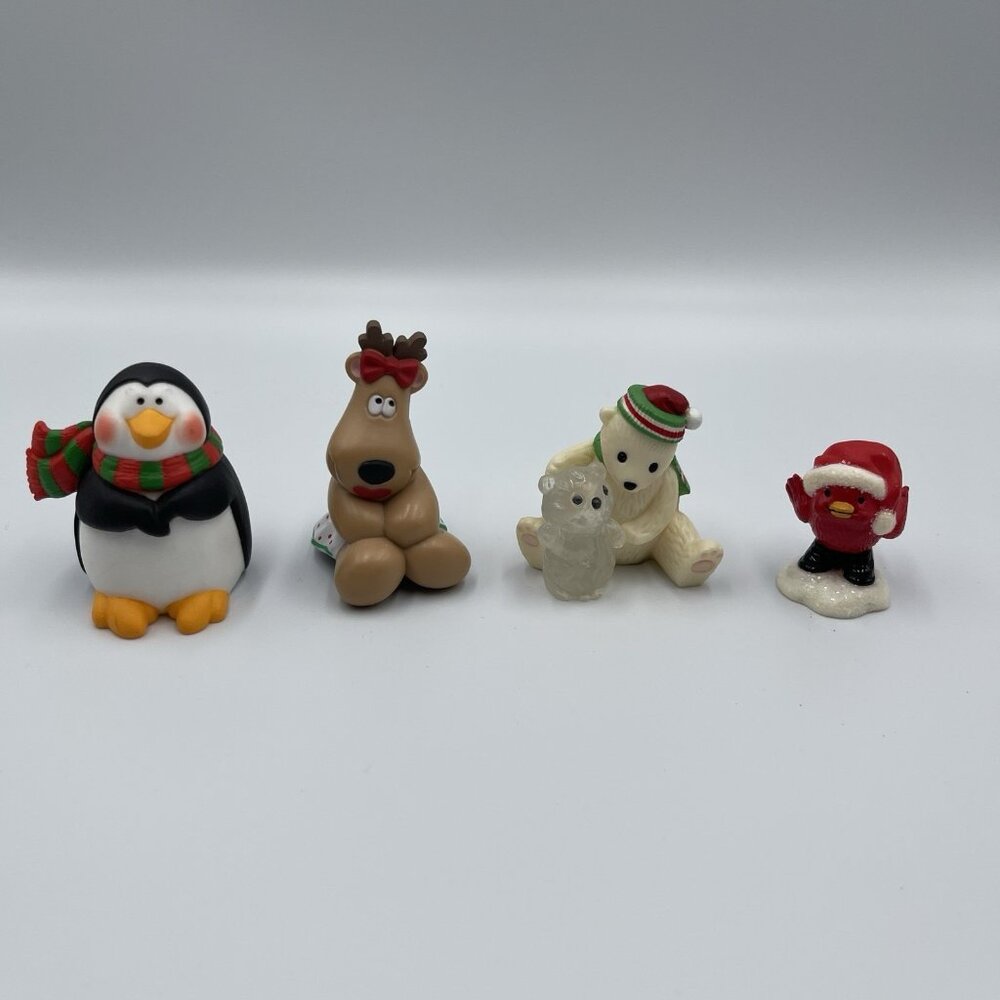 Hallmark Merry Christmas Miniatures Lot 1980s Penguin Reindeer Polar Bear Bird
